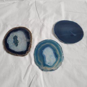 Set of 3 Blue Agate Coasters